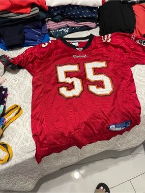Men Red Football Jersey Top with Number 55